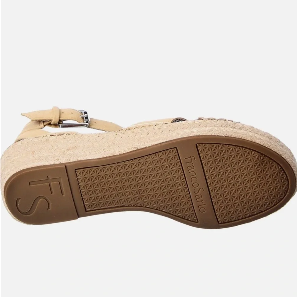 Franco Sarto Beige Suede Espadrille Platform Sandals